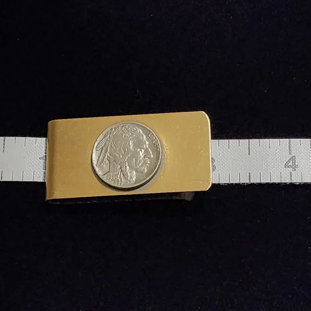 1935 U.S. Liberty Indian Head Coin On Silver Tone Credit Card/Money Clip Vintage